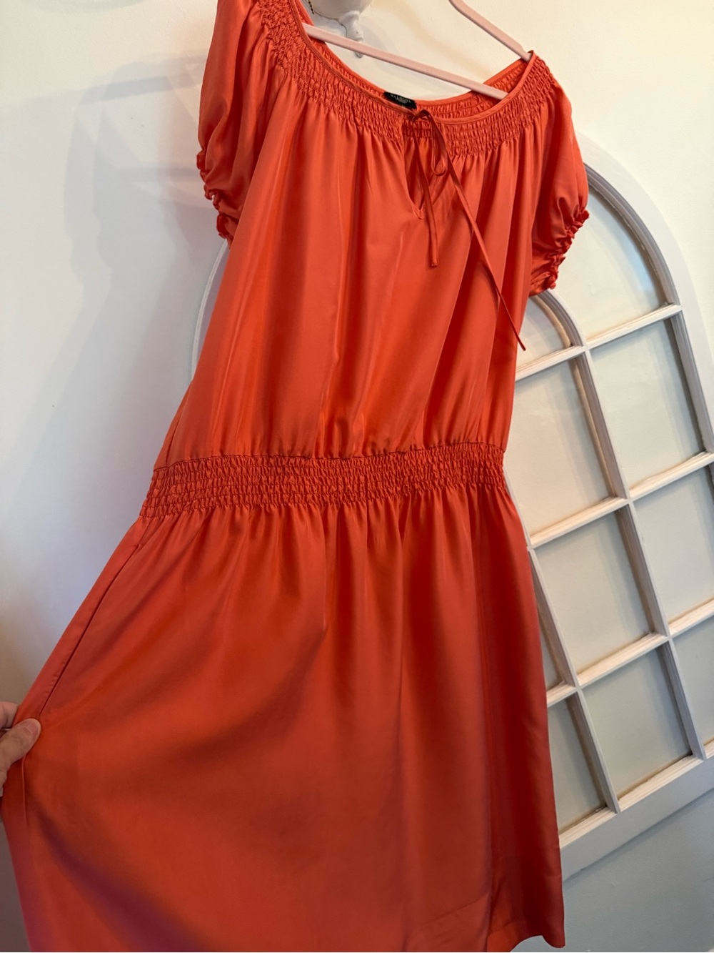 Talbots dress 100% silk  size XXL burnt orange flexible waist band Tomato Girl